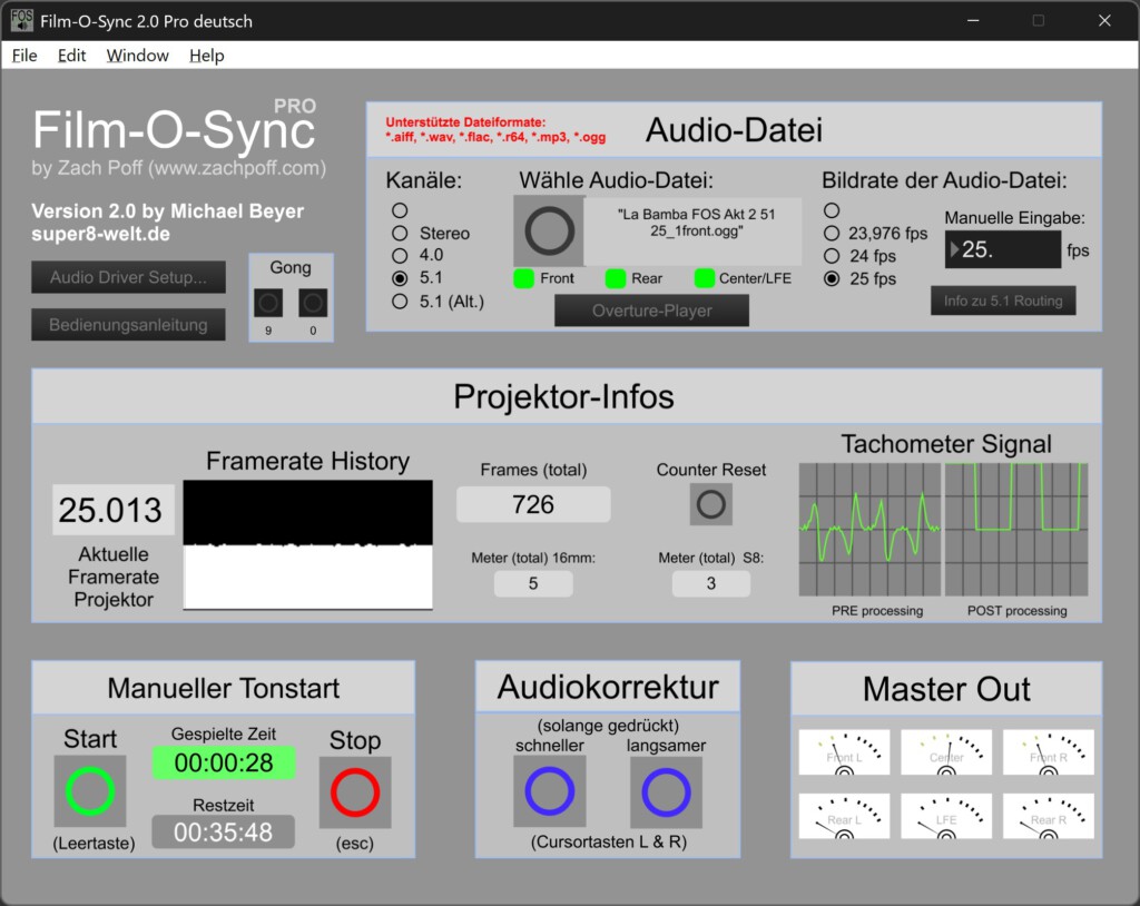 Film-O-Sync 2.0 bei der Wiedergabe